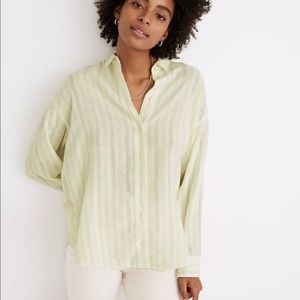 Madewell Linen-Blend Painter Shirt in Eades Stripe - Palest Willow - Size M